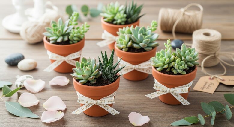 lembrancinhas de casamento com mini suculentas