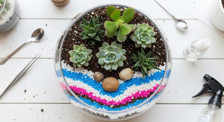 terrário de suculentas DIY
