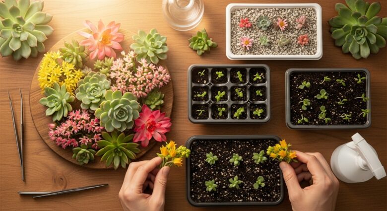 reprodução suculentas flores caídas