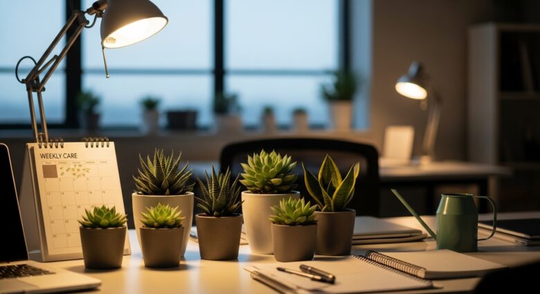 cuidados semanais suculentas escritório pouca luz