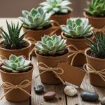 suculentas em copinhos biodegradáveis para eventos sustentáveis